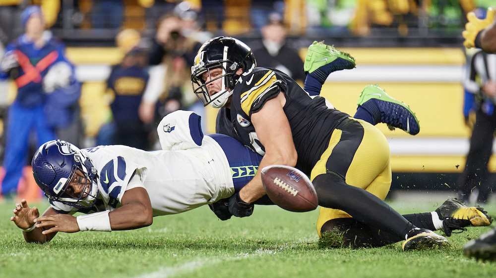 Pittsburgh Steelers linebacker T.J. Watt looks on during the national  News Photo - Getty Images