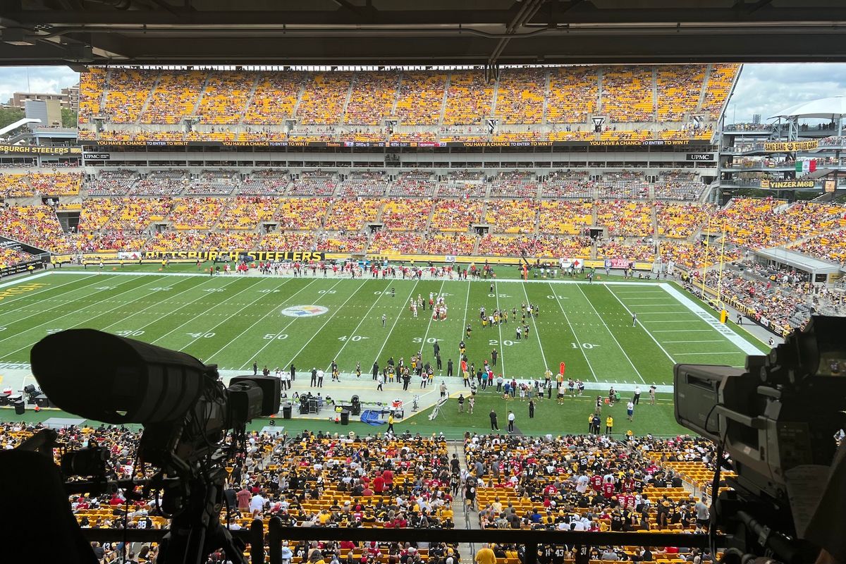 View from the press box in the fourth quarter Sunday at Acrisure Stadium.