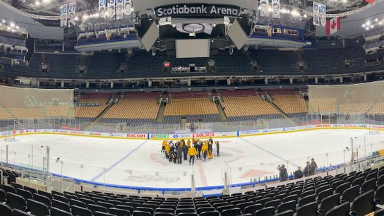 Practice report: Hey, who were all these people together on this rink? taken in Toronto (Penguins)