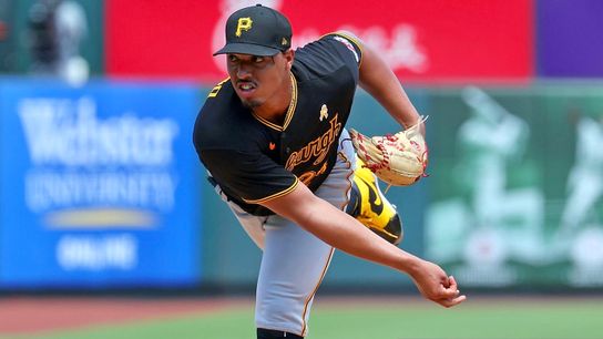 Johan Oviedo pitches in the first inning Sunday in St. Louis.