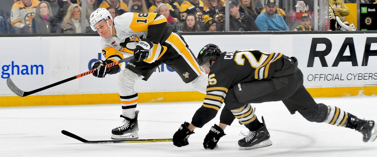 Jesse Puljujarvi shoots in front of the Bruins' Brandon Carlo in the first period Saturday in Boston.