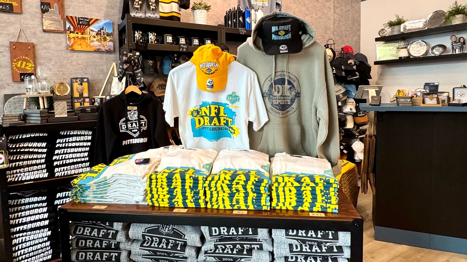 Site Stuff: Come get NFL Draft merch before it's gone! taken Pittsburgh (SITE STUFF). Photo by DEJAN KOVACEVIC / DKPS