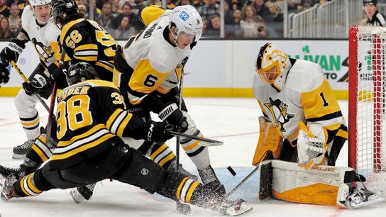 Jarry's foot fracture, sputtering power play bedevil Penguins taken in Boston (Penguins)