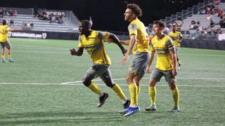 Kizza and Jacquesson continue fine form, Hounds have one foot in playoffs with win over Loudoun taken Downtown (Riverhounds). Photo by Loudoun United