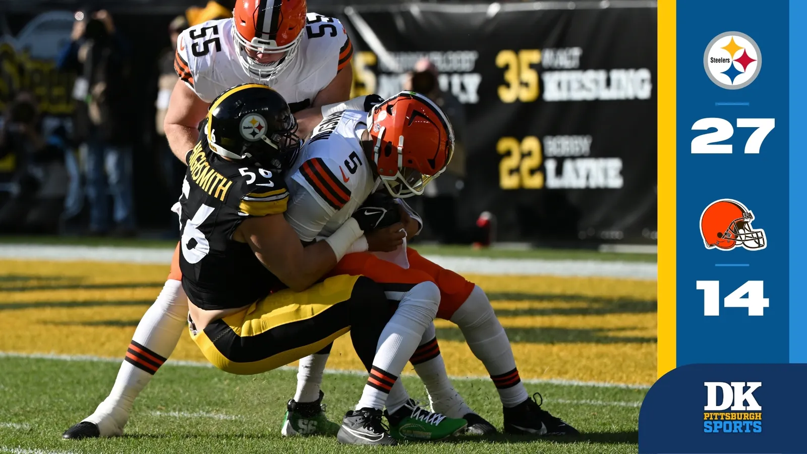 Macafee: Outside linebackers rejuvenated by Highsmith's return taken at Acrisure Stadium (Spotlight). Photo by Justin Berl / Getty