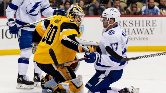 Murray's protecting his net ... and himself taken at PPG Paints Arena (Courtesy of Point Park University)