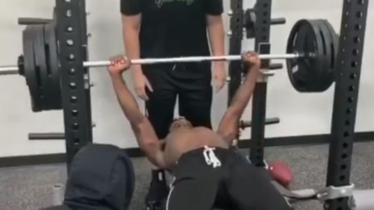 AB cracks Burfict joke after getting crushed by workout equipment taken at Highmark Stadium (Courtesy of Mike's Beer Bar)