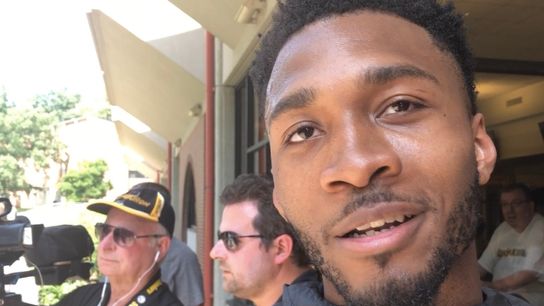 Layne excited to test himself in 'heat of battle' taken in Latrobe, Pa. (Steelers)