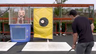 Malkin, Crosby shoot at Blueger in dunk tank taken at PPG Paints Arena (Penguins)