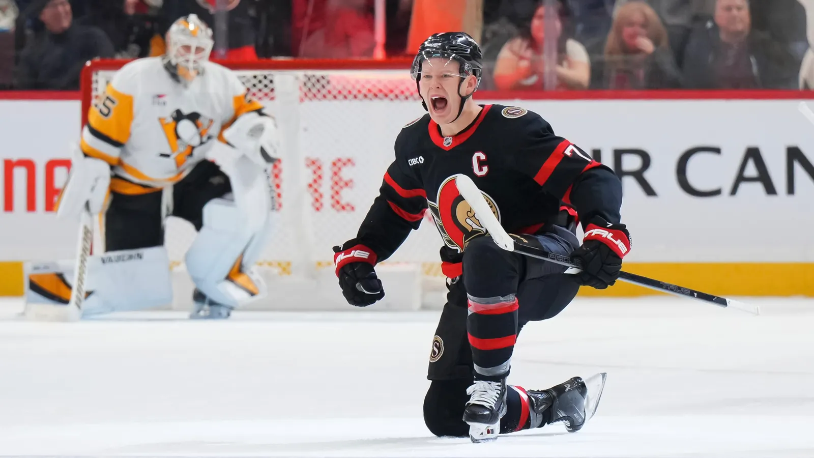 Penguins frustrated after falling shy of OT point taken in Ottawa. Photo by GETTY