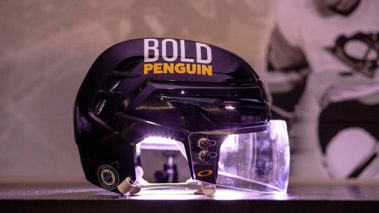 Penguins make Bold choice for helmet stickers taken at PPG Paints Arena (Penguins)